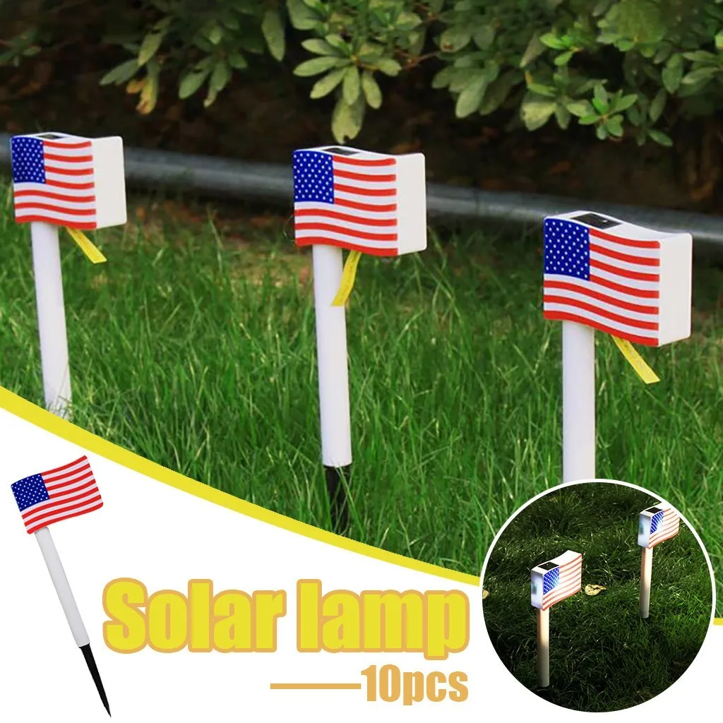 10 шт. Открытый Солнечный светодиодный светильник лампы День Независимости