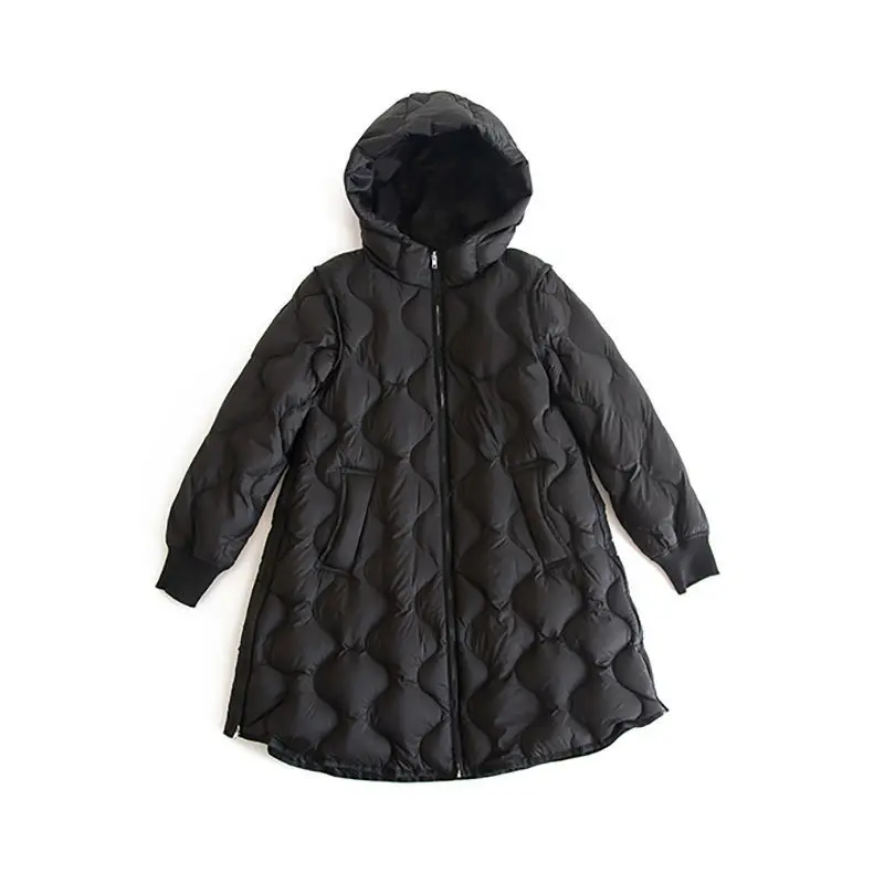 

2021 New Winter Jacket Womens Thick Warm White Duck Down Parkas Hooded with Zipper Long Sleeve Solid Color Coat Outwear Y44