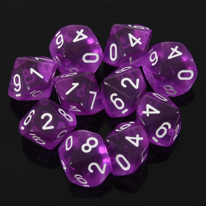 10-Dices D10 10-сторонняя игральная кость из драгоценного камня для РПГ Подземелья и Драконы настольные игры прозрачный синий