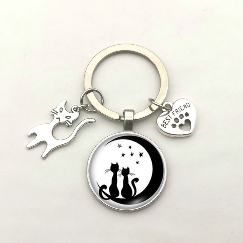 Креативный кулон в виде милой кошки кота лапы брелок со стеклянным круглым