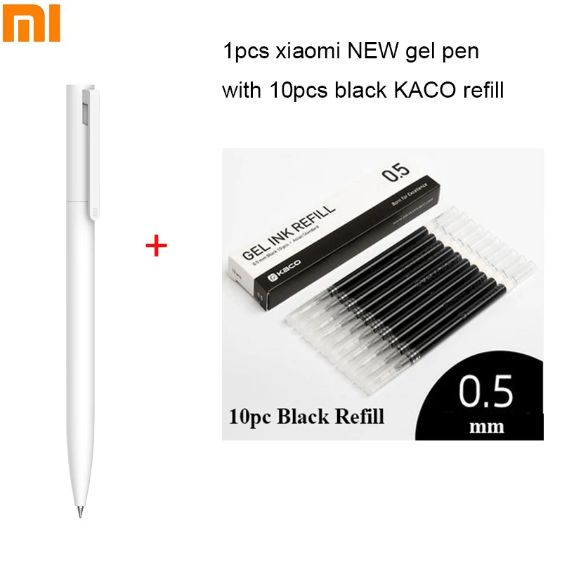1pen and 10black KA Оригинальные гелевые ручки Xiaomi 0,5 мм, шариковая ручка, черная ручка, пресс-сердечник PREMEC, гладкая швейцарская заправка MiKuni, японские чернила, черные, 5 шт./10 шт - Цвет: 1pen and 10black KA