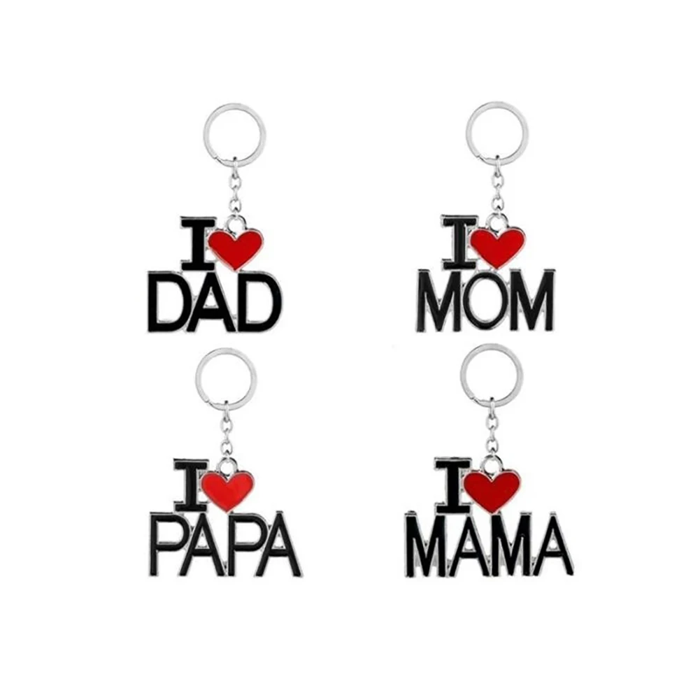 Брелок с надписью I Love Mom/Dad/Mama/Papa цепочка для ключей подвесками ювелирное