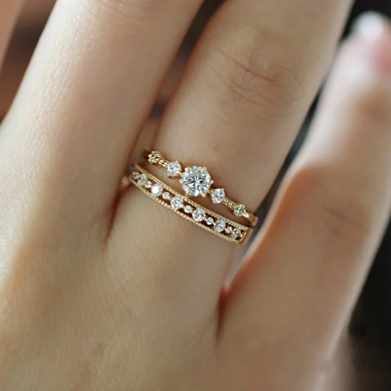 

Изящные повседневные миди-кольца для женщин, простые ажурные кубические циркониевые кольца желтого, золотого, серебряного цвета, подарки, м...