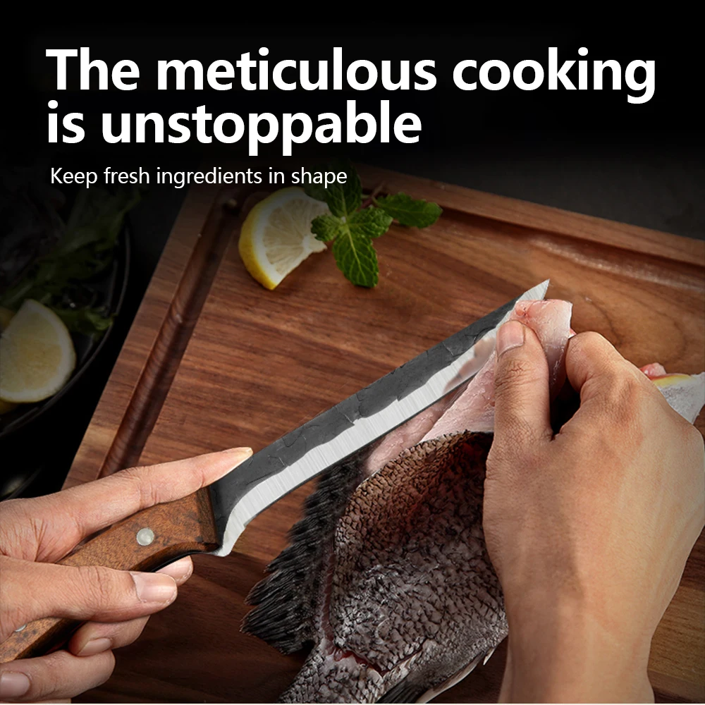 6 дюймов Кухня шеф-повара деревянная ручка инструмента Нержавеющая сталь