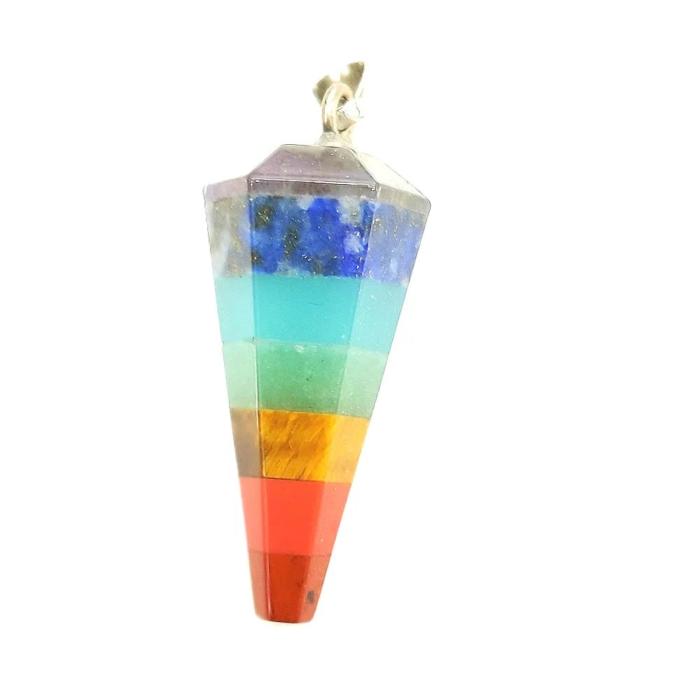 

Natural Stone Seven Chakra Pendant Tapered Bullet Hexagonal Column Energy Stone Pendulum Pendant DIY Jewelry Accessories