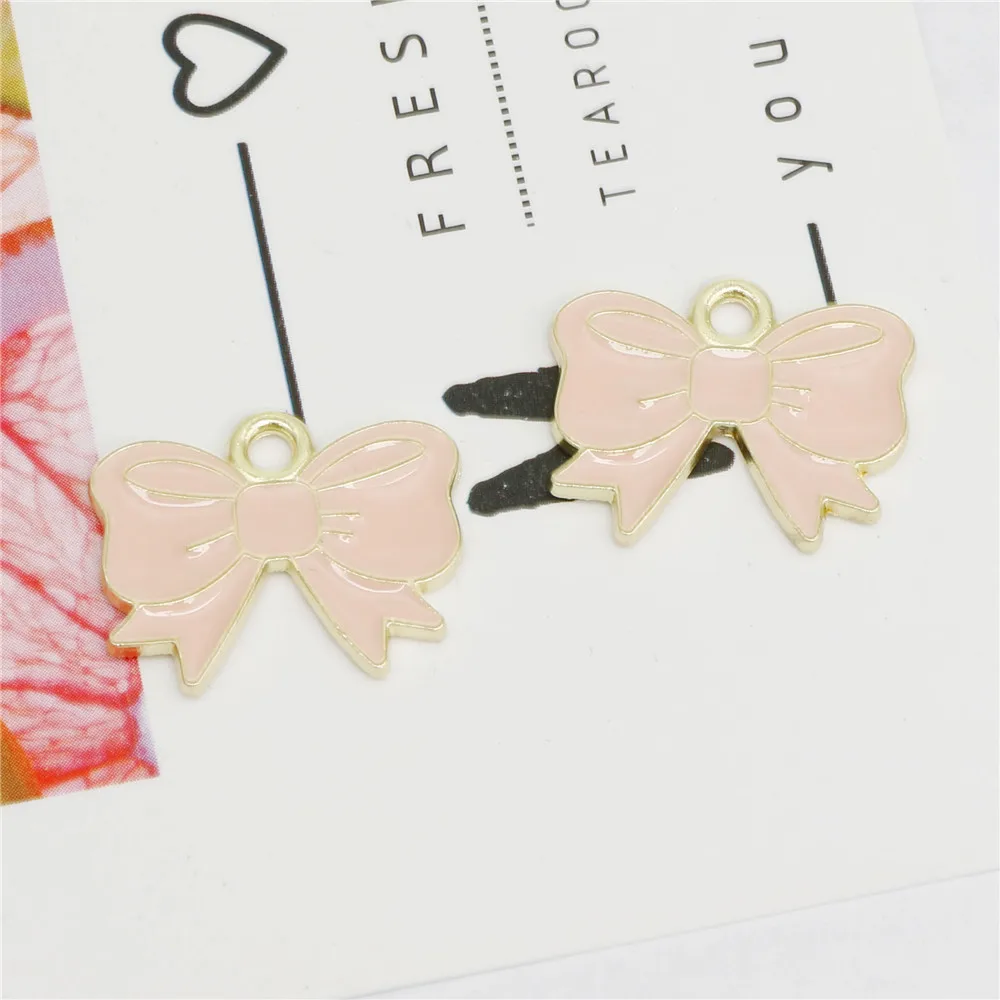 

20pcs/lot Charms 18*14mm Bowknot Enamel Charm Pendants Fit DIY Bracelet Necklace Hair Jewelry Accessory DIY