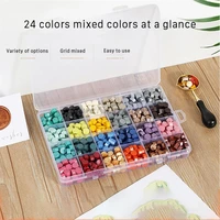 24 color transparent retro boxed lacquer wax set clear stamps gold powder seal particle christmas customization carimbo