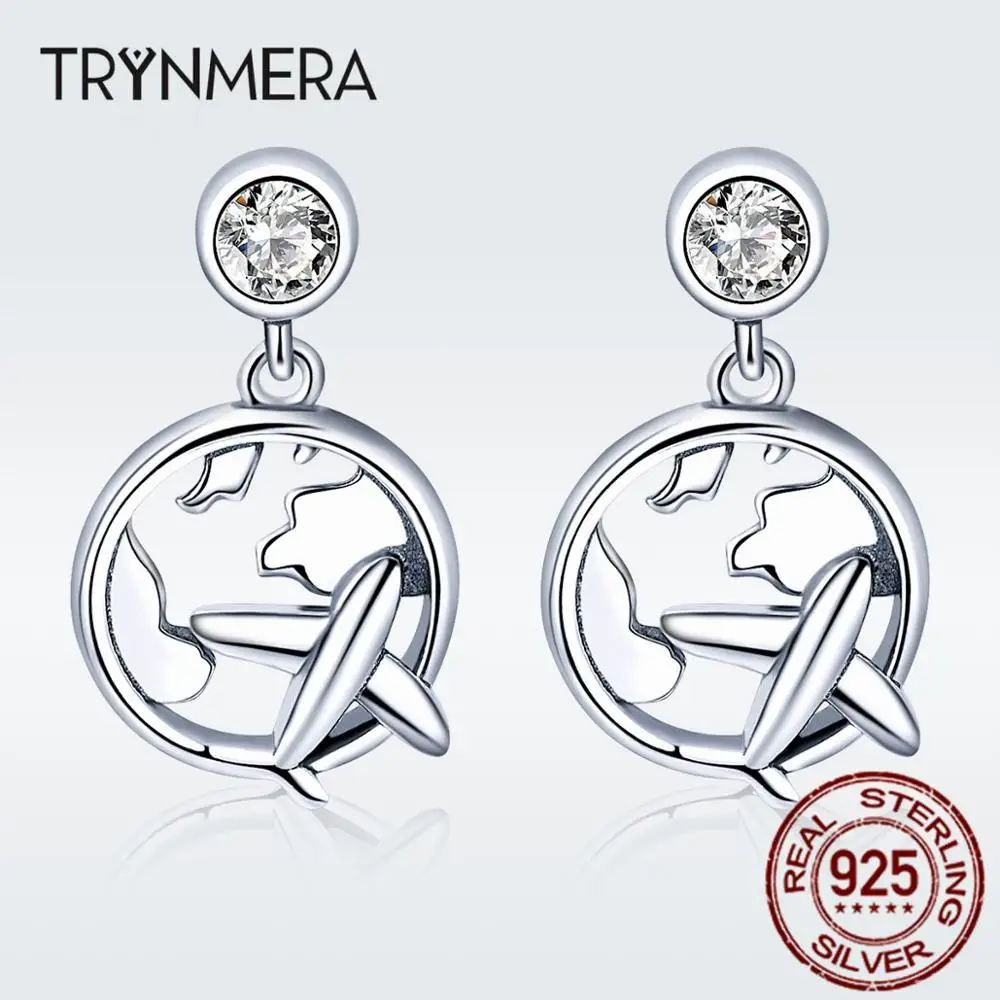 Trynmera женские серьги пусеты из серебра 925 пробы путешествие самолет