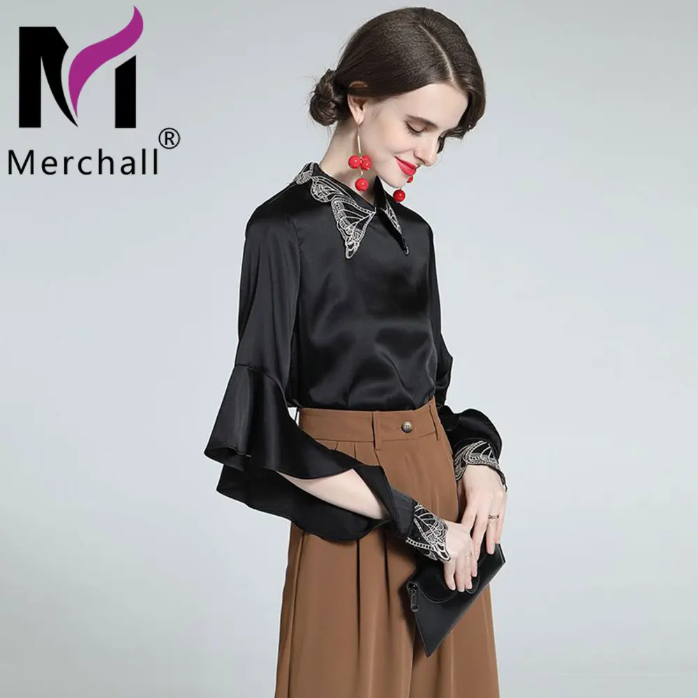 

Runway Design Fashion Woman Shirt 2021 Spring Autumn Hollow Out Long Batwing Sleeve Shirt Office Ladies Blouse Shirt Tops M63273