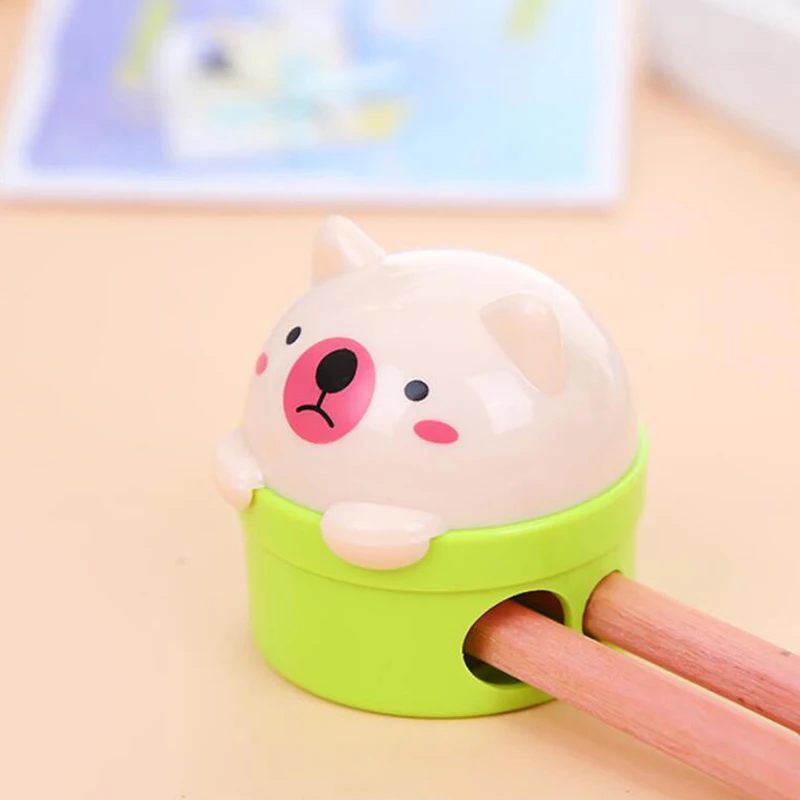 

1PC Double Hole Cartoon Cat Bear Pencil Sharpener Kids School Office Supply