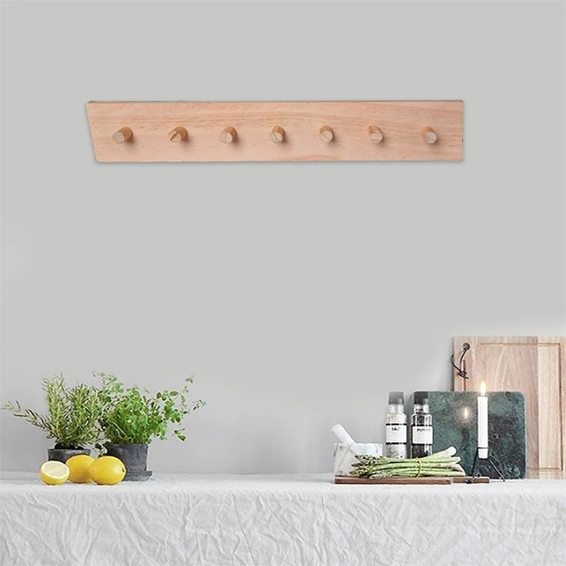 

D57A Nordic Wooden Wall Mounted Coat Rack Hat Key Storage Hooks Door Hanger Organizer