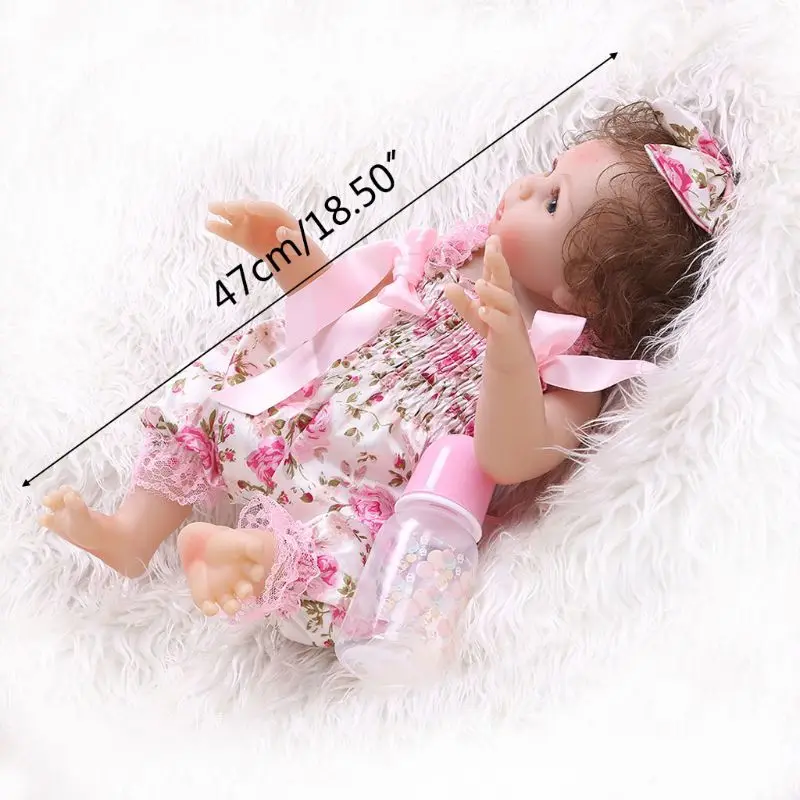

47cm Realistic Doll Full Soft Vinyl Toddler Babies Lifelike Curly Hair Girl Gift