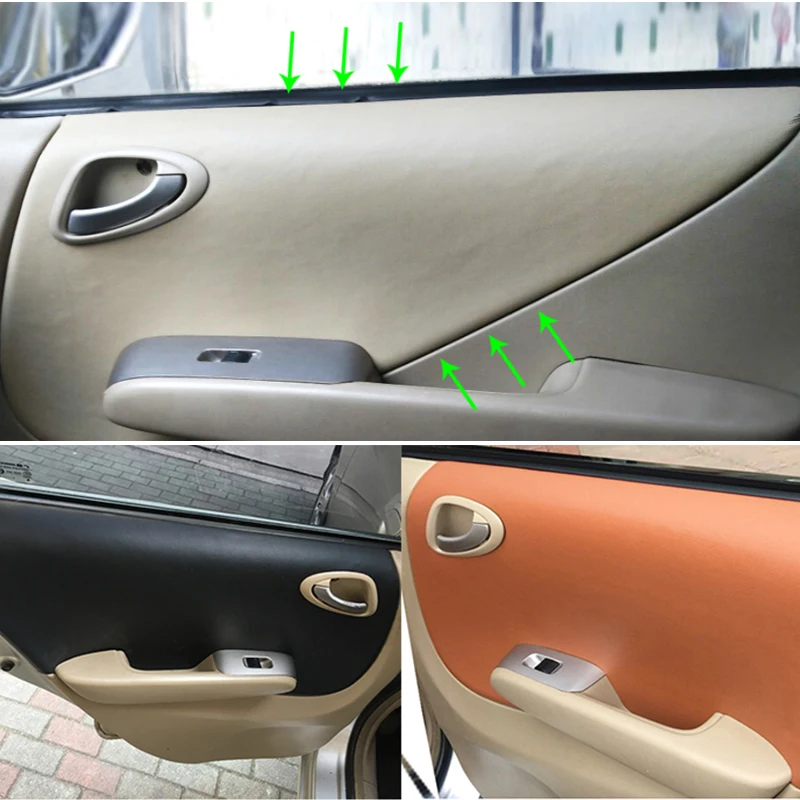 

Soft Leather Door Panel Cover For Honda Jazz/Fit Sedan 2004 2005 2006 2007 Car-styling Door Armrest Panel Cover Sticker Trim