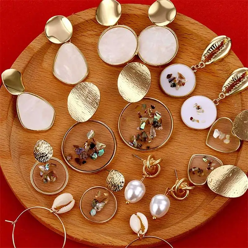 Vienkim Винтажные серьги для женщин 2019 геометрической формы в виде Ракушки Серьги и девочек из смолы стиле бохо