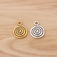50 pieces tibetan silvergold spiral swirl vortex round charms pendants beads for necklace bracelet jewellery making 17x14mm