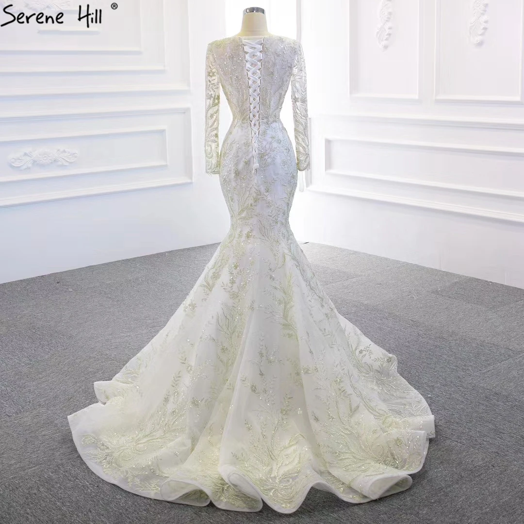 Белое свадебное платье с длинным рукавом и юбкой годе 2020 свадебные платья