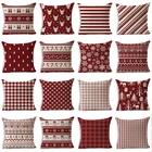 Новинка 2021 г., Рождественская красная льняная наволочка с принтом, декоративная наволочка для гостиной, диван, предметы одежды