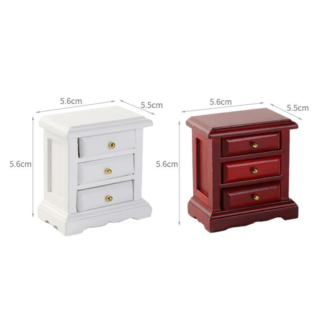 

2Pcs 1/12 Scale Dolls House Mini Birch Wood Nightstand Furniture DIY Accs
