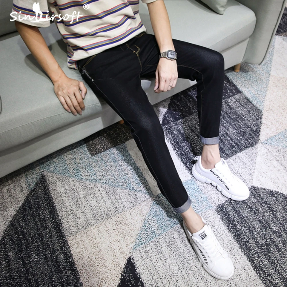 Джинсовые мужские узкие брюки-карандаш зауженные повседневные джинсы от Harlan