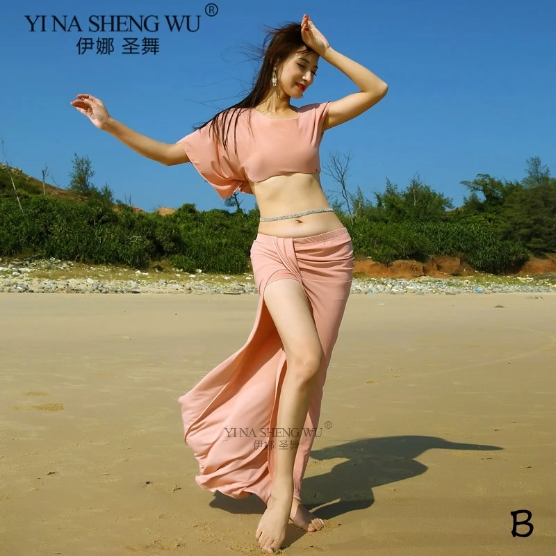 2pcs Set Belly Dance Oriental Practice Clothes New Women Clothing Printed Skirt Costume Top | Тематическая одежда и