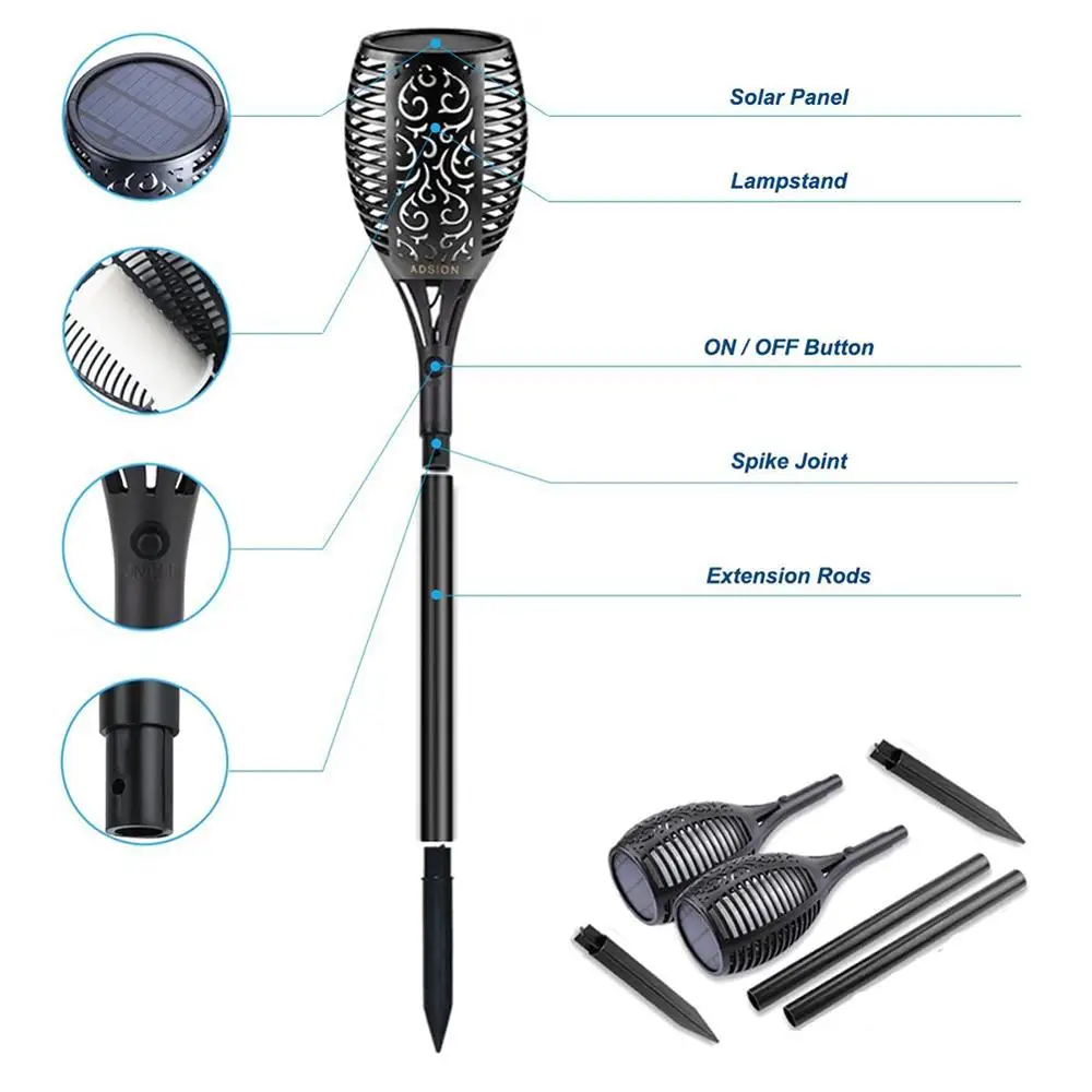 33 светодиодный Водонепроницаемый мерцающим пламенем Солнечный фонарь