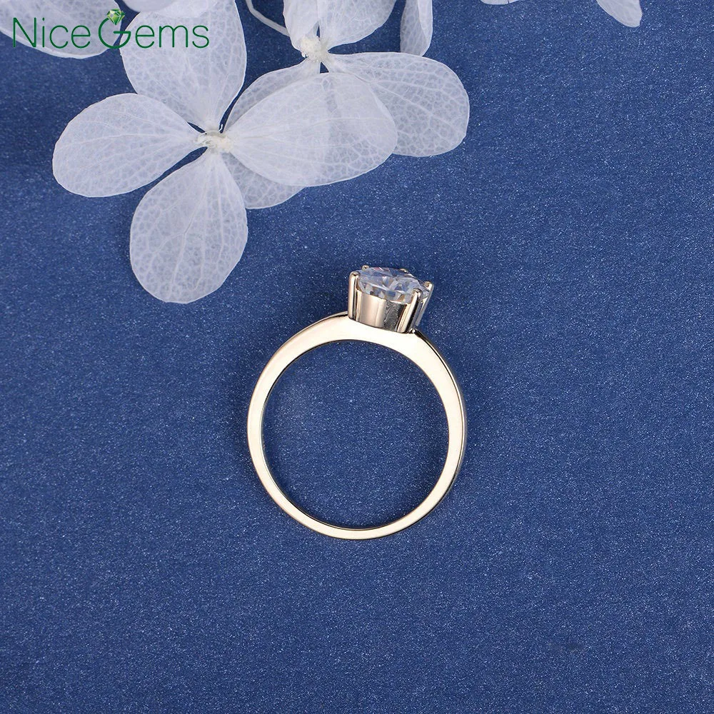 NiceGems 18K желтое золото 2 карата грушевидная огранка муассанит обручальное кольцо 5