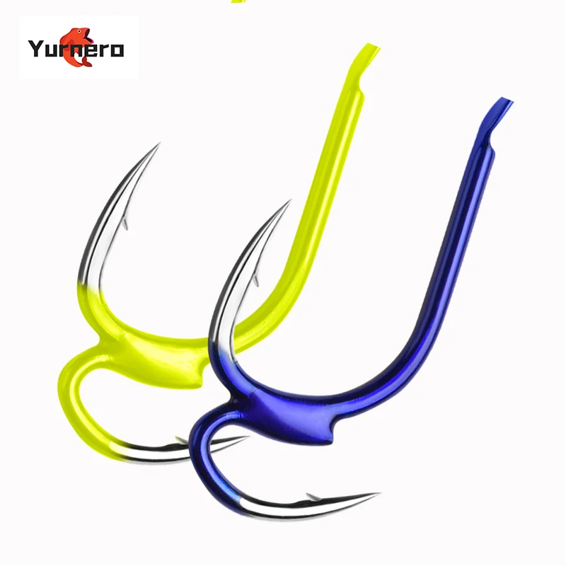 

10Pcs Fishing Hook Yellow High-carbon Steel Two Strength Tip Sharp Fighting With Barbed Fish Gear For Sea Fishing Pesca