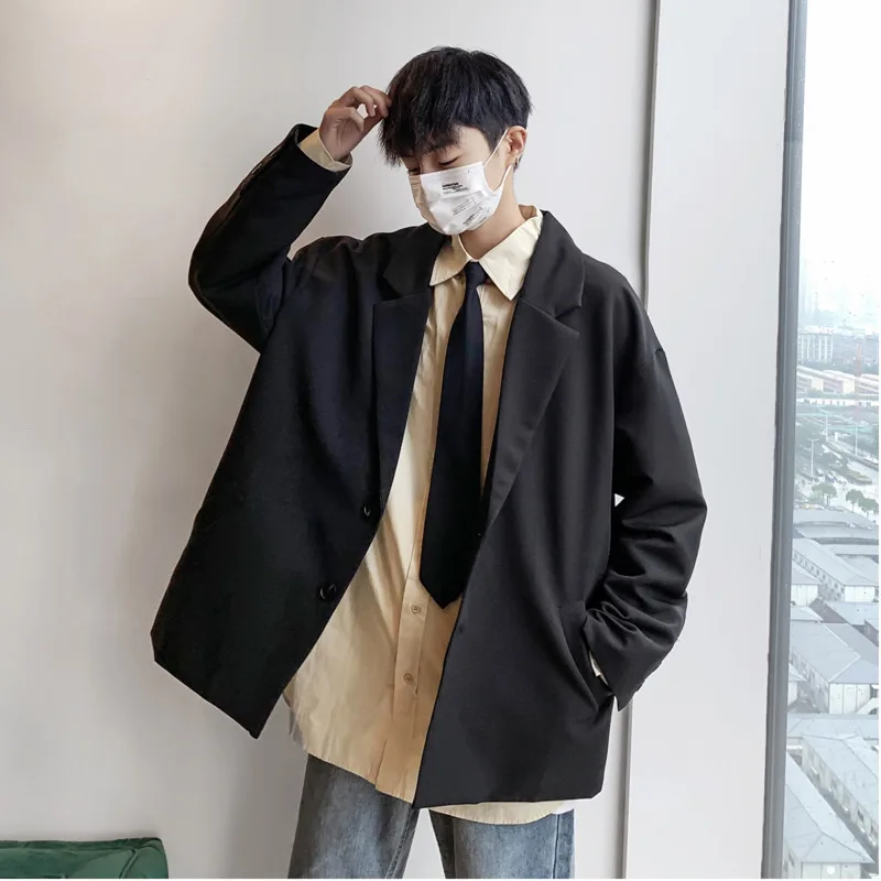 Весна-Осень 2019 новый молодежный однобортный костюм чистого цвета Мужская модная