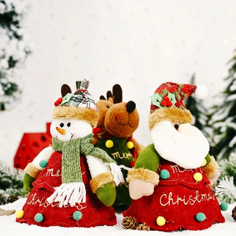

Christmas Decorate, 20 Cm Cartoon Snowman Elk Doll Zipper Candy Bag, Snowman Brushed Cloth Handbag, Christmas Eve Apple Packing