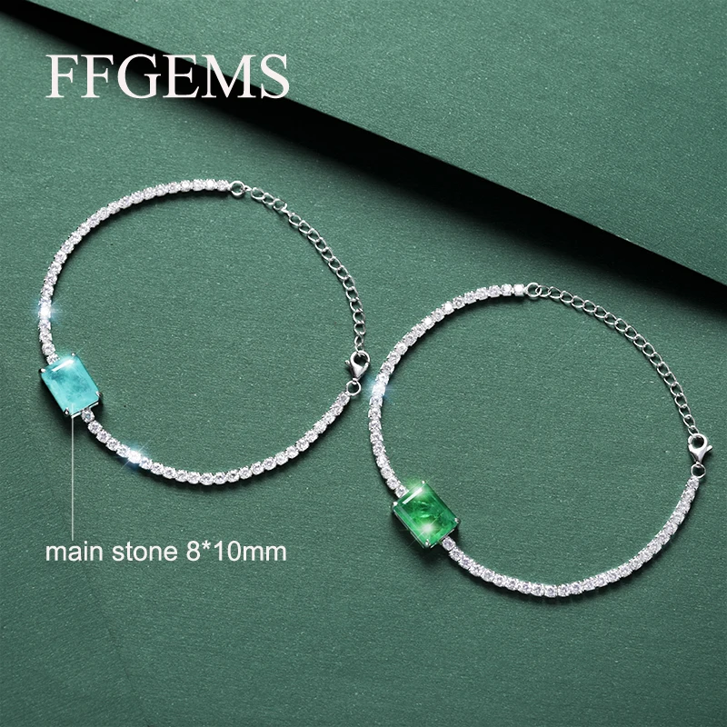 FFGEMS Paraiba Турмалин Изумрудный драгоценный камень бриллианты браслет