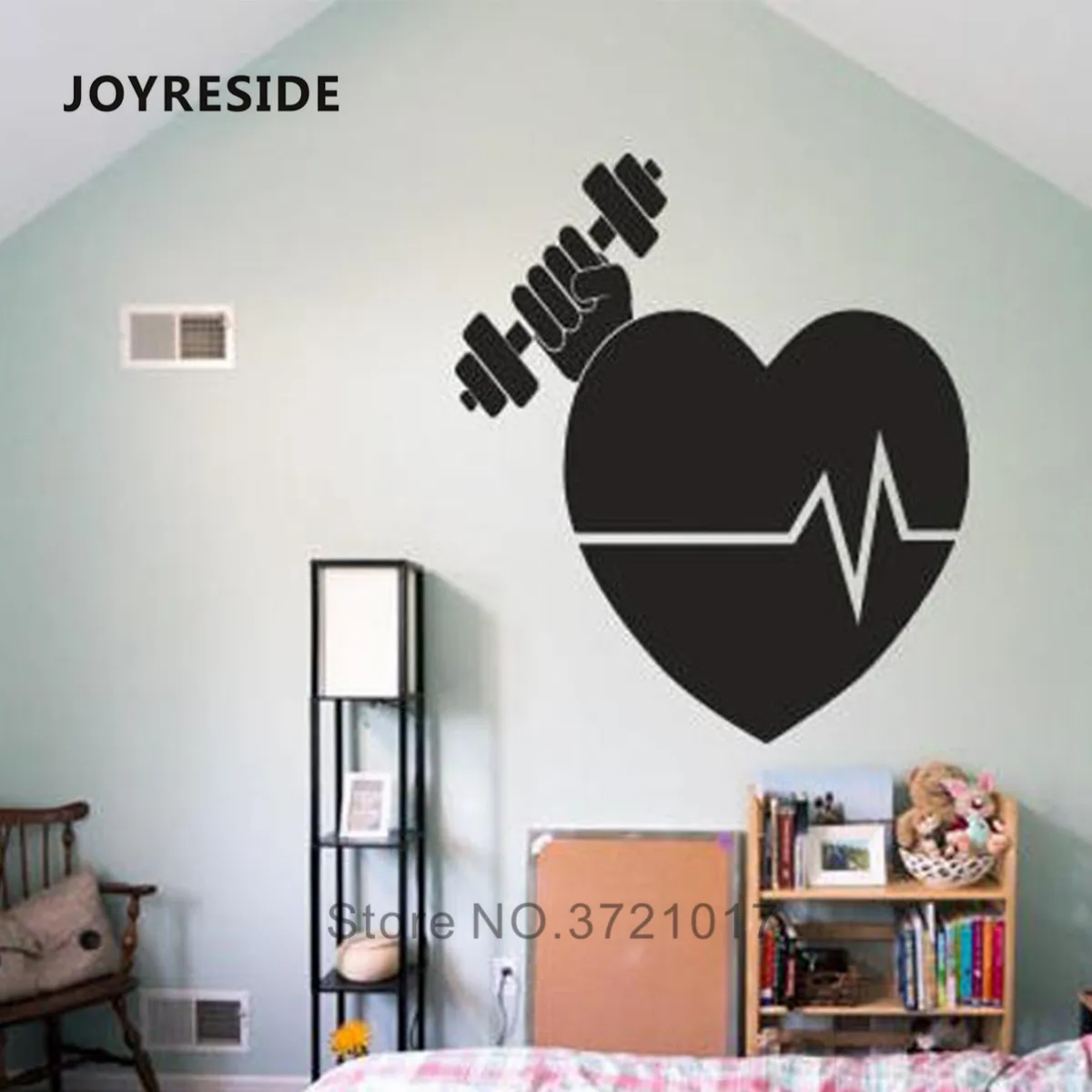 

JOYRESIDE Heart Fitness Wall Decals Home Livingroom Modern Wall Sticker Heart Pattern Vinyl Wall Decor Vinyl Fitness Decor WM360
