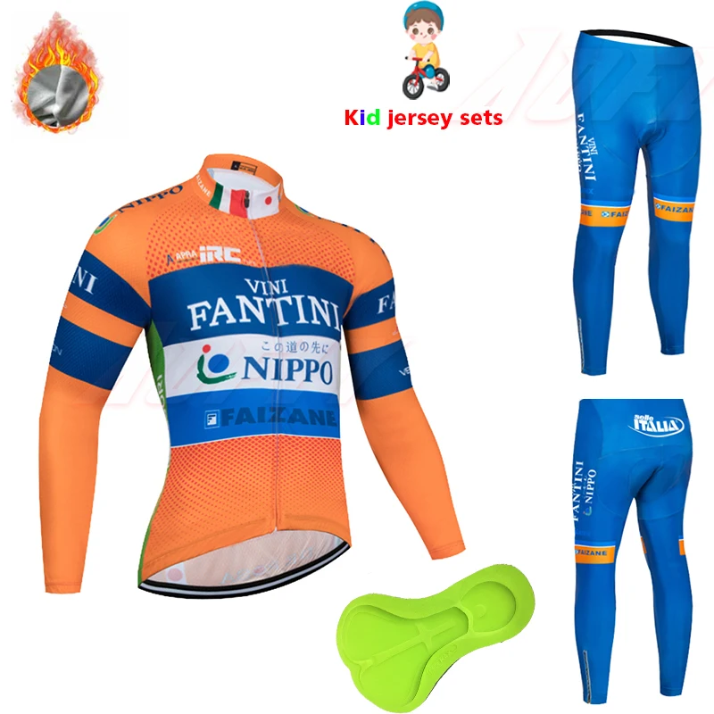 new pro team FANTINI Orange blue children's cycling long sets kids clothes bicycle for equipment bike clothing |