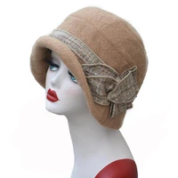 warm and soft winter women church hat with high quality wool felt fedora cloche hat cap a374