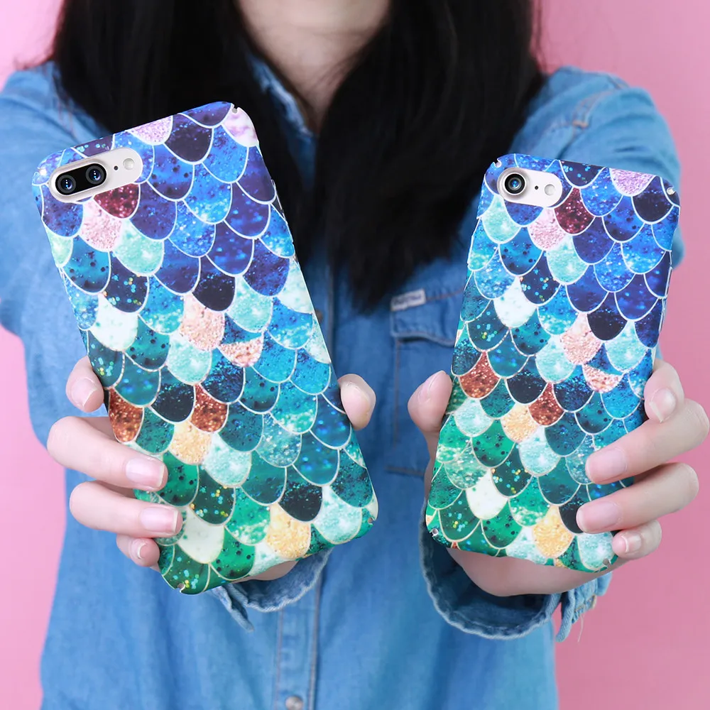 KISSCASE 3D Mermaid Case For iPhone 7 8 6 Plus Coque Scales Phone Cases X XS Max XR Good Luck for iphone plus | Мобильные телефоны
