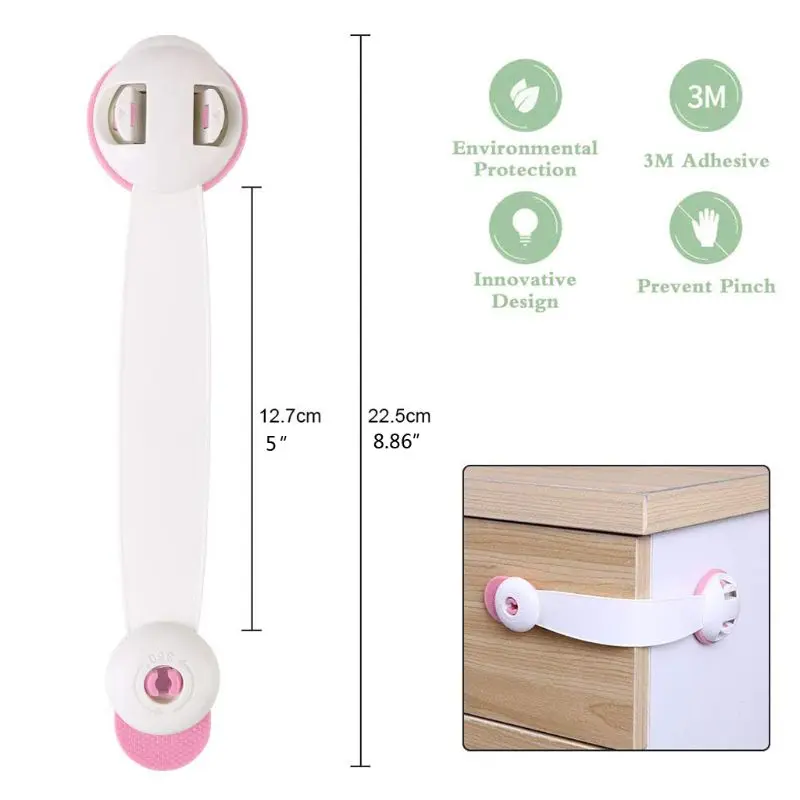

6 Pcs Child Safety Cupboard Locks - Strong Adhesive Locks for Kitchen Cupboards Drawer Closet Refrigerator Trash Easy Install
