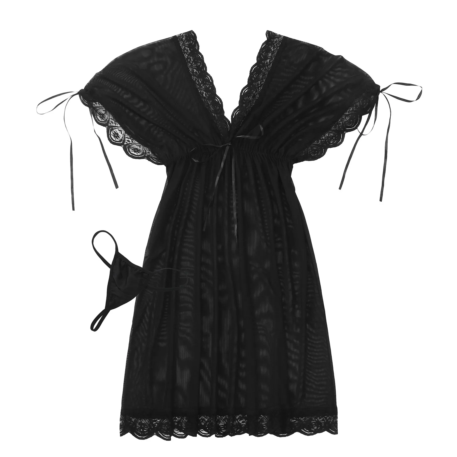 Женская пижама с глубоким V образным вырезом прозрачная Пижама открытыми плечами