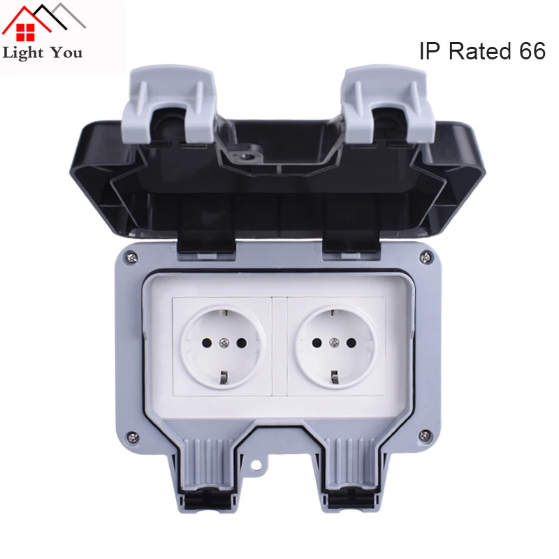 IP66 водостойкая наружная настенная розетка 16А двойной стандарт ЕС электрическая