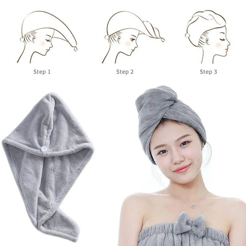 

Women Bathroom Super Absorbent Quick-drying Thicker microfiber Bath Towel Hair Dry Cap Salon Towel rapid drying hair towel