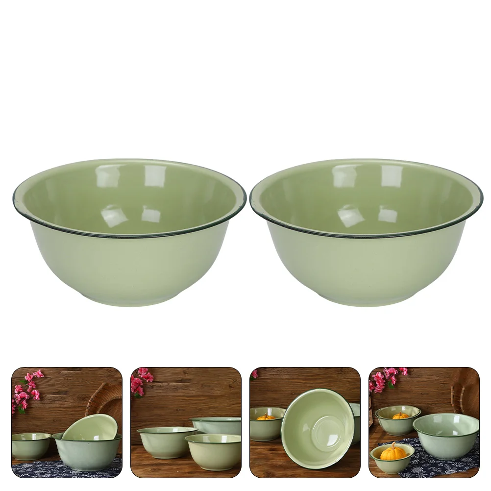 

2pcs Durable Food Bowl Powder Dough Bowls Vintage Style Food Containers