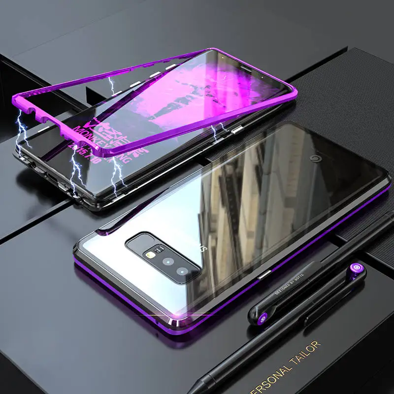 Магнитный чехол для etui, чехол для samsung Galaxy S10 Plus S10E Note 9 8 S9 S8 Plus Note8 Note9, задняя крышка для samsung S10 E, чехол S10Plus - Цвет: Black Purple