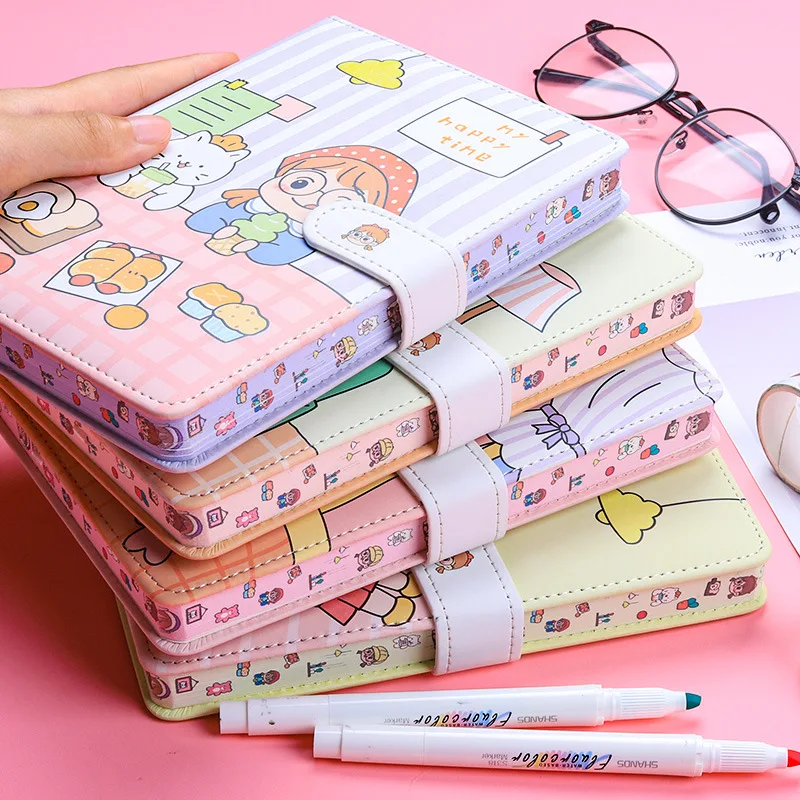 Kawaii Hippo Notebook PU Cover Line/Dot Page 224 Pages Diary DIY planner Weekly journal sketchbook School supplies | Канцтовары для