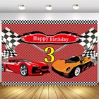 Фон для фотографирования с изображением гоночной машины, вечеринки 3-го дня рождения, под заказ, флаги в сетку, настольное украшение, тематический фон для фотографий, баннер, настенные плакаты