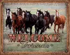 Большая Металлическая Вывеска Добро пожаловать, друзья, лошади, жестяная вывеска для домашнего декора, настенное украшение для дома и улицы