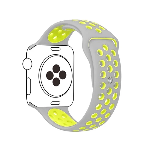silver yellow 18 Спортивный ремешок для часов для apple watch группа 4 5 44 мм 40 мм, 42 мм, 38 мм, версия наручных часов iwatch, браслет series 5/4/3/2/1 силиконовый ремешок для часов с резиновой лентой - Цвет ремешка: silver yellow 18