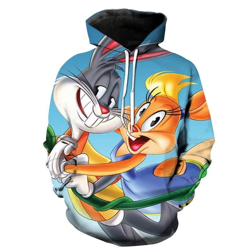 

Fun cartoon rabbit hoodie 3D-printed oversized man sweatshirt pullover long sleeve hoodie sweatshirt the most popular clothing
