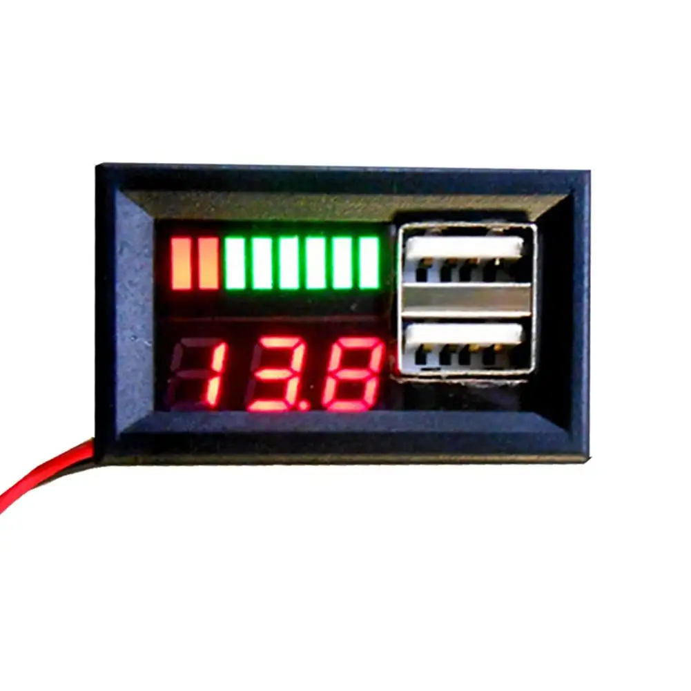 12V Digital Battery Capacity Indicator Voltmeter Volt Tester Detector Power Display Dual USB Output For Motorcycle | Автомобили и