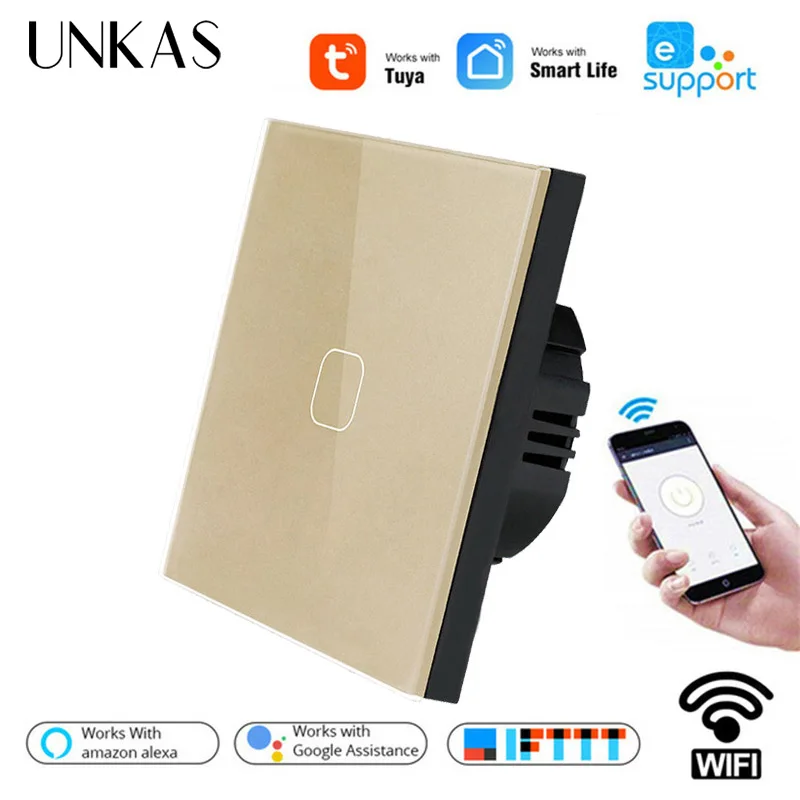 Беспроводной настенный выключатель UNKAS Tuya/Smart Life/Ewelink Wi Fi 1 клавиша канал сенсорная