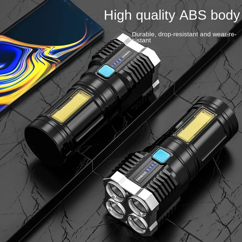 Quad-Core Bright LED Flashlight Strong Light Rechargeable Super Small Special Forces Outdoor Multi-Functional Spotlight | Лампы и