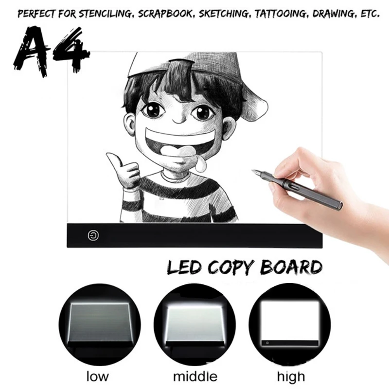 

A4 Light Shelf Copy Table USB Light Box Drawing Three-speed Dimming LED Ultrathin Portable Copy Board with 150cm Line