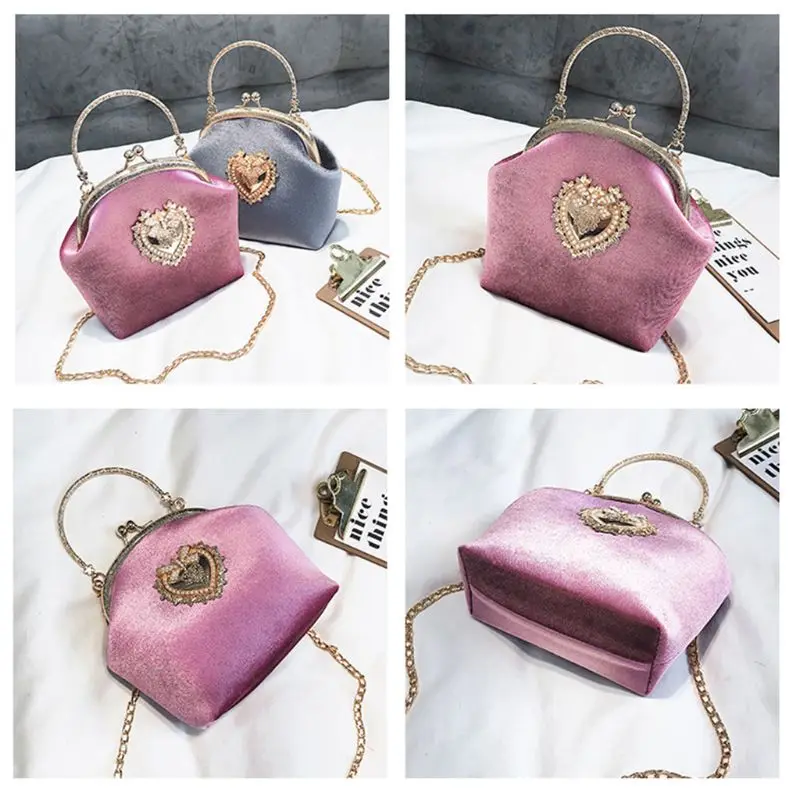THINKTHENDO 2020 Новая женская бархатная сумка винтажный дизайн сердце вечерняя